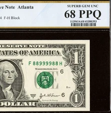 Top Pop Up and Down Ladder and Fancy Radar Serial Number 2003A $1 FRN PCGS 68PPQ