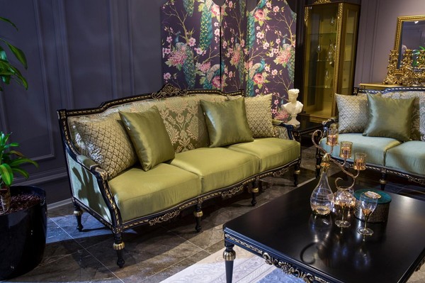 Luxus Dreisitzer Moderne Couch Polster MöBel Couchen Sofas Stoff Textil GrüN-image