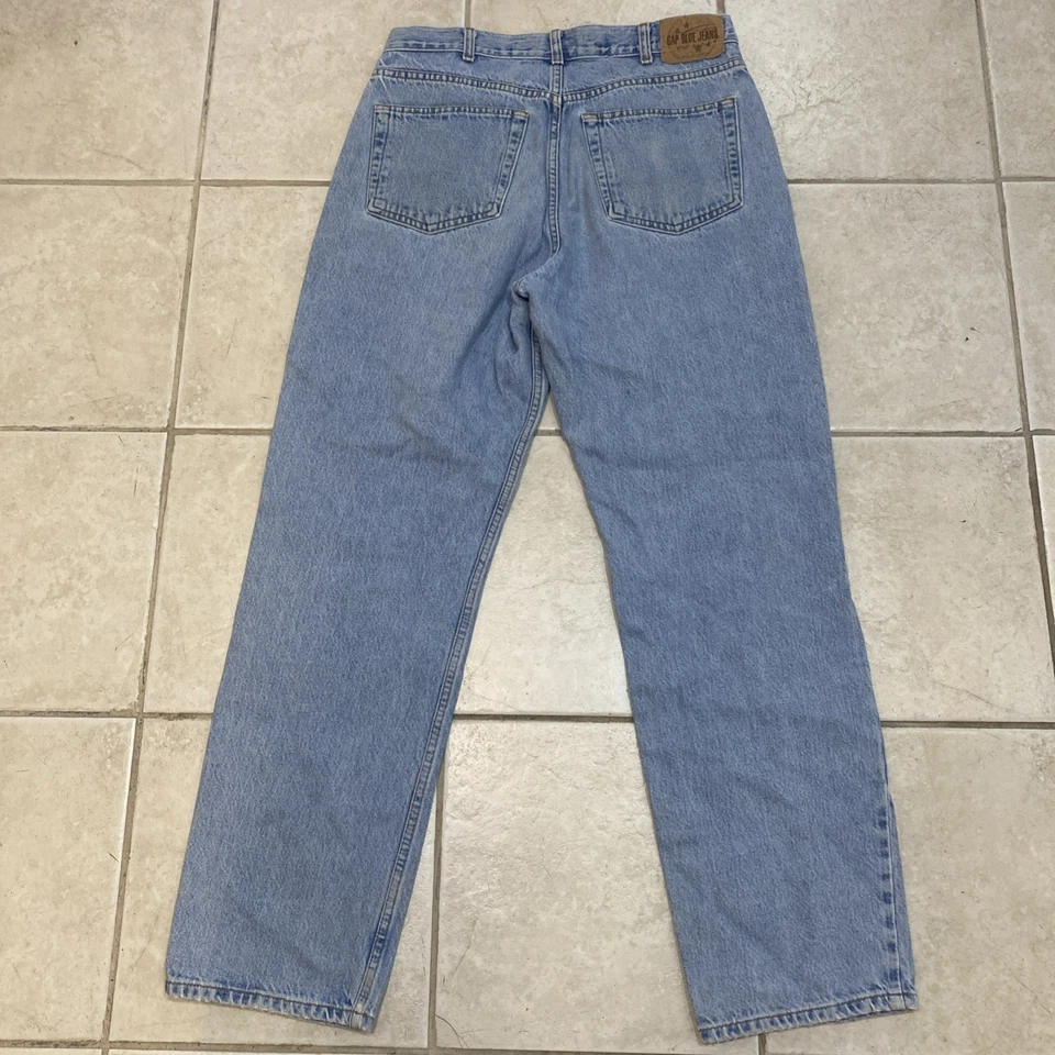 Pantalones de mezclilla holgados Gap para hombre 34x32 azules pierna ancha holgados descoloridos desgastados relajados. 00A Foto 3 de 4