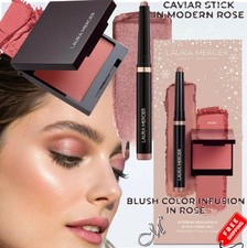 Laura Mercier 2pc Evening Brilliance Gift Set Caviar Eyestick Ros Blush NIB