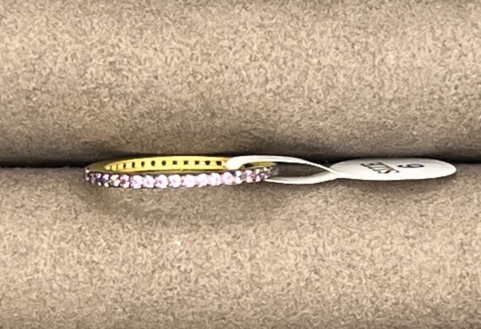Anillo apilable Freida Rothman púrpura circonita cúbica pavé enchapado en 14K sobre SS talla 6 Foto 4 de 4