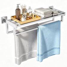Double Towel Racks for Bathroom Wall Mounted, 24 Inch, Brushed Nickel