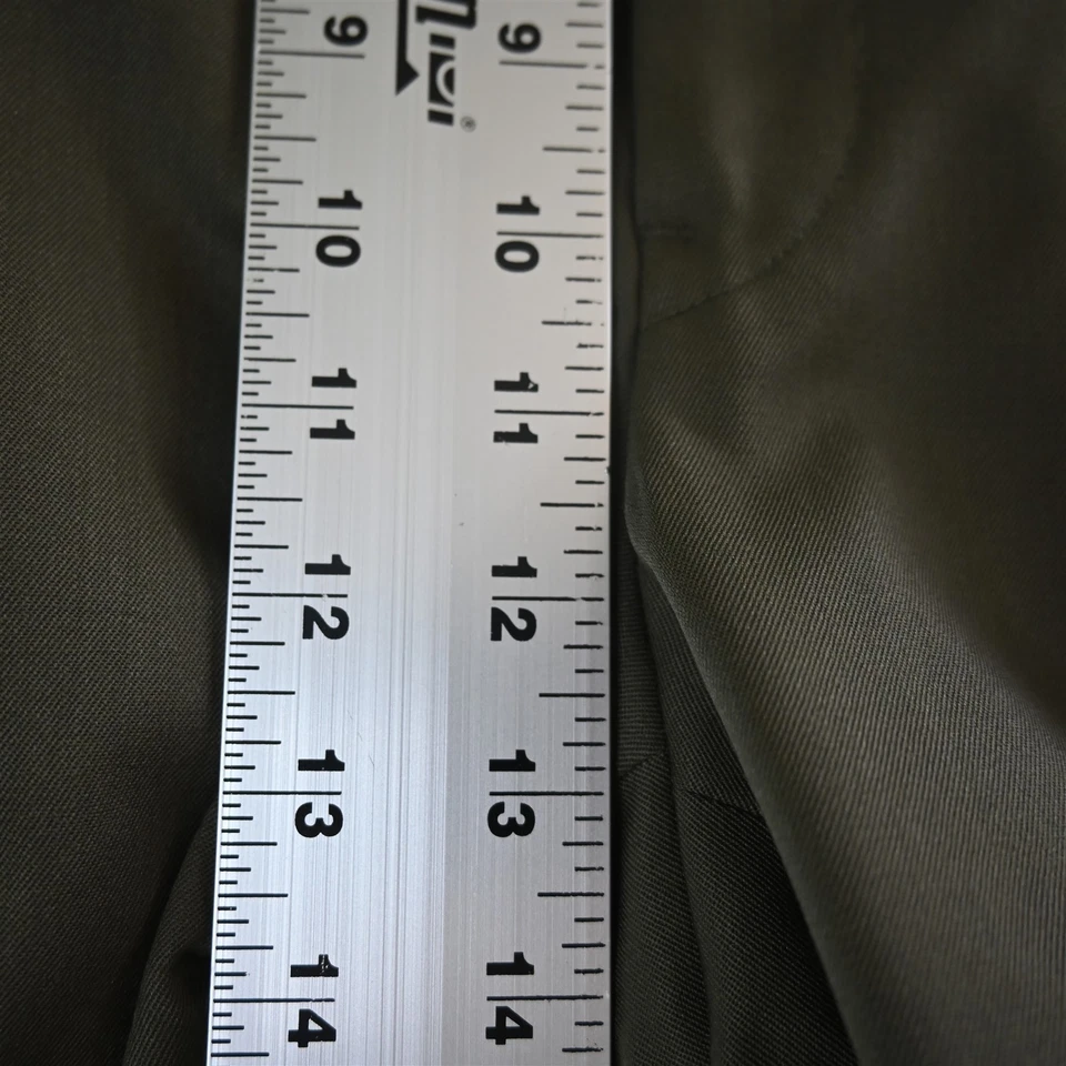 JB Britches 34x30 Olive Green 100% Wool Pleated Cuffed High Waist Dress Pants - Image 3 of 4