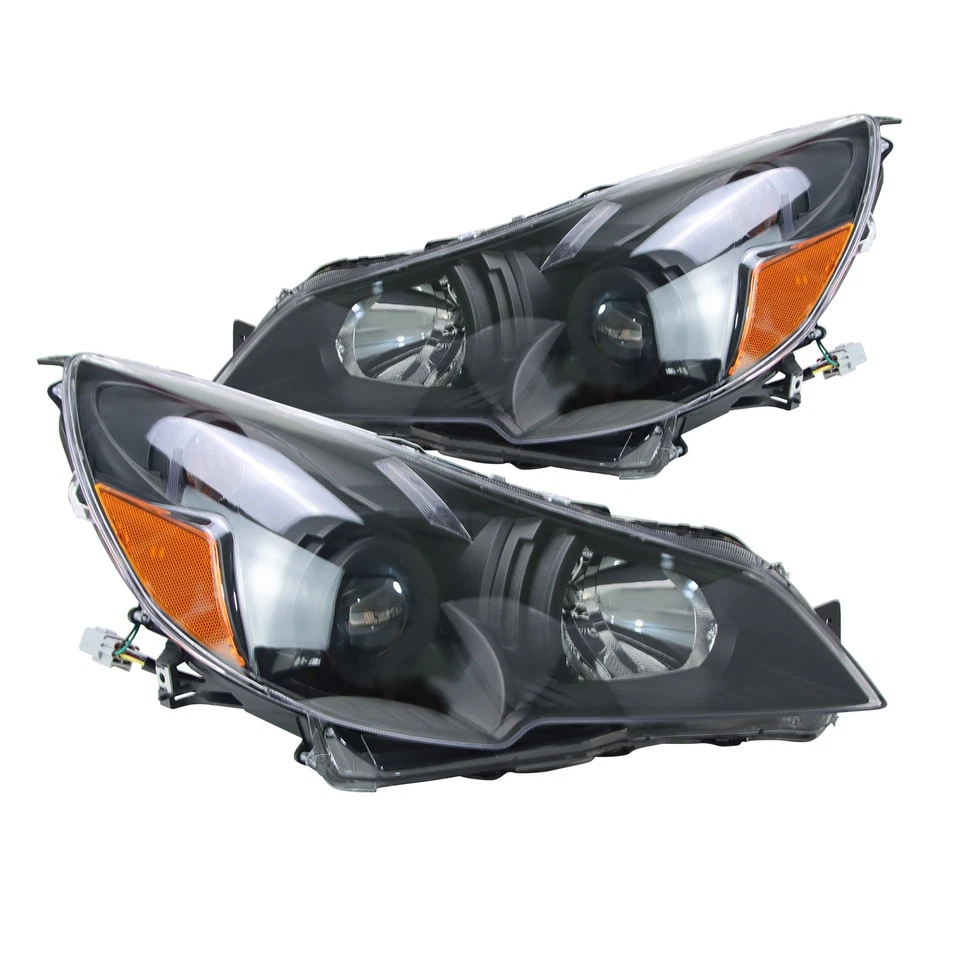 Pair Headlights Assembly For 2010-2014 Subaru Legacy Black Housing w/Bulbs - Imagem 3 de 4