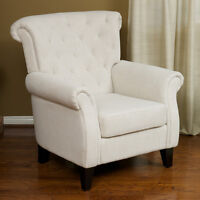 Living Room Furniture Light Beige Tufted Fabric Club Chair on sale Living Room Furniture Light Beige Tufted Fabric Club Chair on sale
