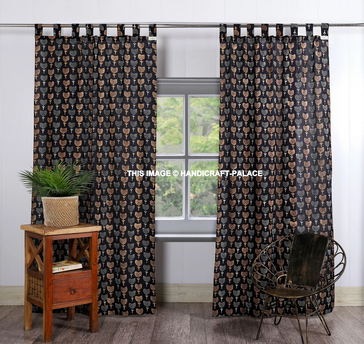 Block print sales curtains