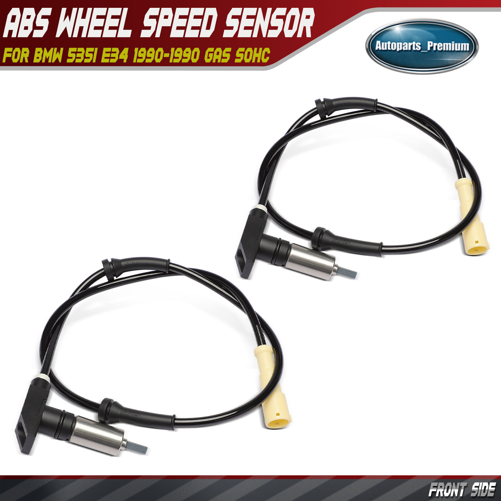Front Left & Right ABS Wheel Speed Sensor for BMW 535i E34 1990 GAS 34521154044