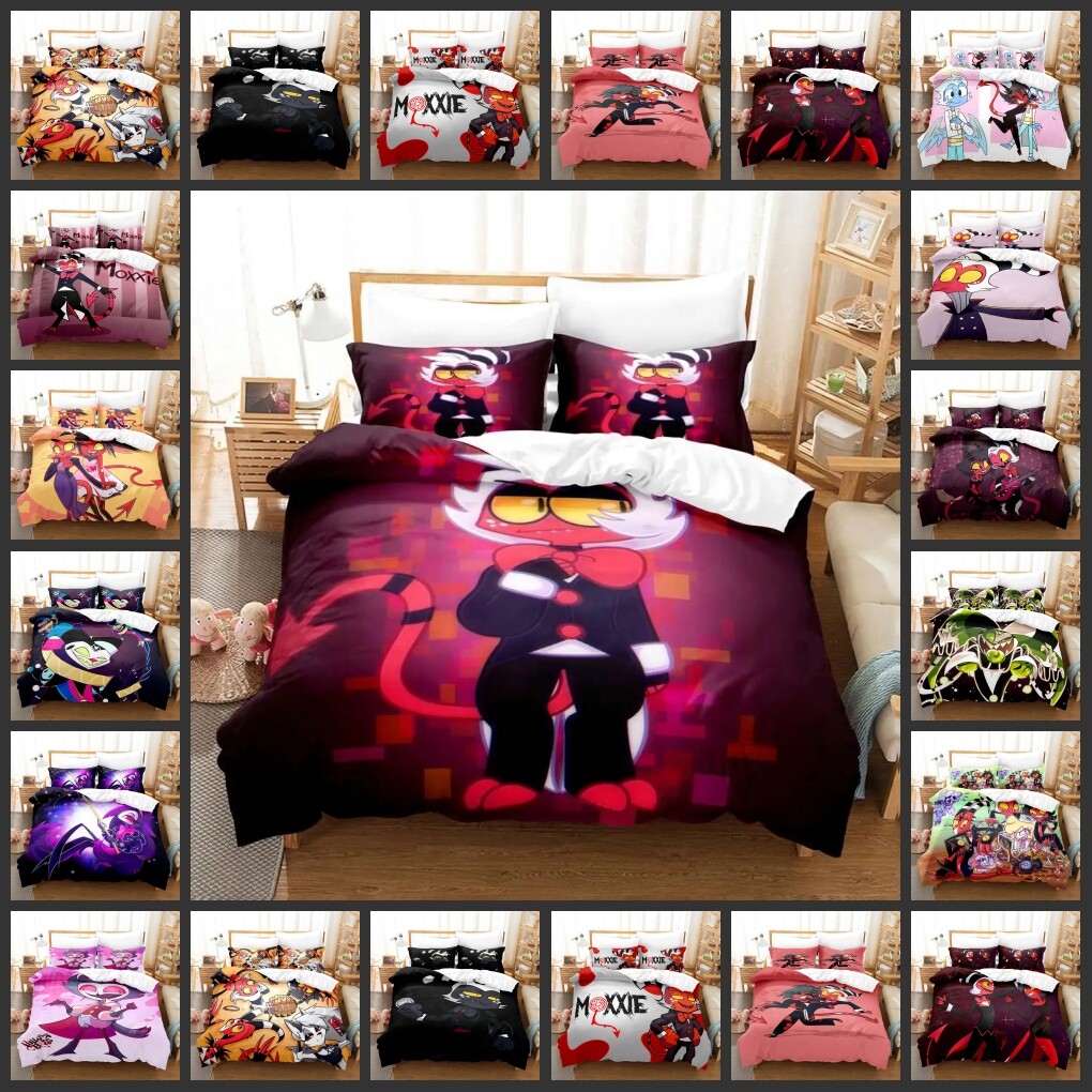 Anime Stolas Helluva Hazbin Hotels Boss Bedding Set Duvet Cover Pillowcase Gift