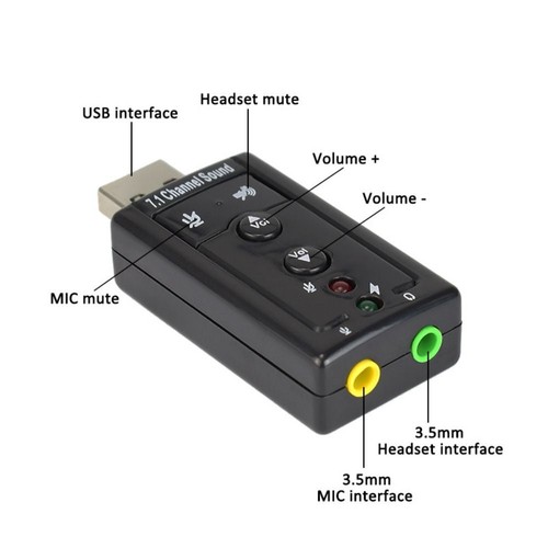 12Mbps 7.1 External USB Sound Card USB 2.0 External Sound Card TV - Afbeelding 10 van 11