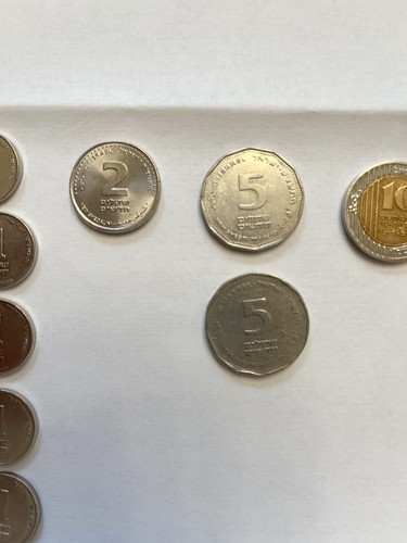 LOT OF 11 ISRAELI NEW SHEKELS SHEQALIM SHEQELIM COINS CURRENCY 28 SHEKELS TOTAL - Picture 5 of 12