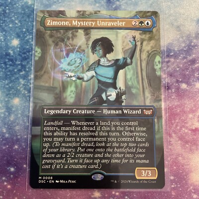 MTG Zimone Mystery Unraveler x1-Foil Borderless-Duskmourn: House of Horror Comma
