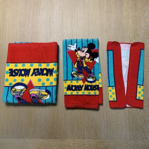 Vintage Disney Franco Mickey Mouse 90's 3 Piece Towel - Bath & Hand Towel Set - Picture 3 of 6