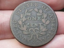 1798 Draped Bust Large Cent Penny- Style 2 Hair, Good/VG Details