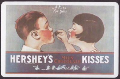 Spielkarten 1 Einzelkarte alt HERSHEY S KISSES Schokolade Werbung MÄDCHEN JUNGE