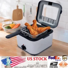 Electric Deep Fryer With Basket Small Fryer Stainless Steel Fish Fryer 1KW 2.5L!