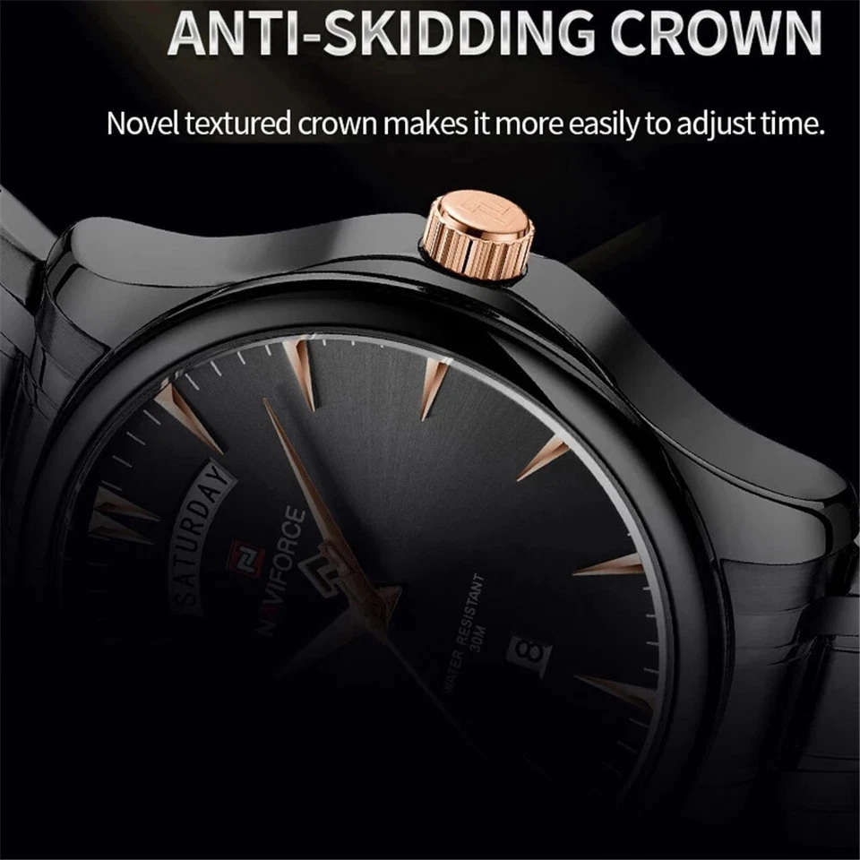 NAVIFORCE Men Quartz Watch Calendar Week Date Quartz Wristwatch Business Watches - Image 2 of 4