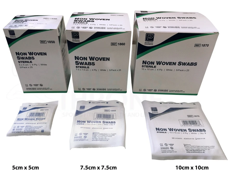 Premier Sterile First Aid Gauze Swabs Non-Woven Medical Dressing 5cm,7.5cm,10cm
