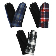Women's Plaid Gloves Touchscreen Gloves Belt Buckle Winter Fall Fleece Lining