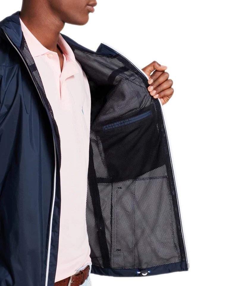 Brooks Brothers Men's Navy Blue Contrast Zip Windbreaker Jacket Large L 7645-4 - Image 3 of 3