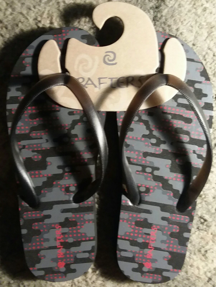 Rafters Kids Flip Flops Size 3 4 Black Red eBay