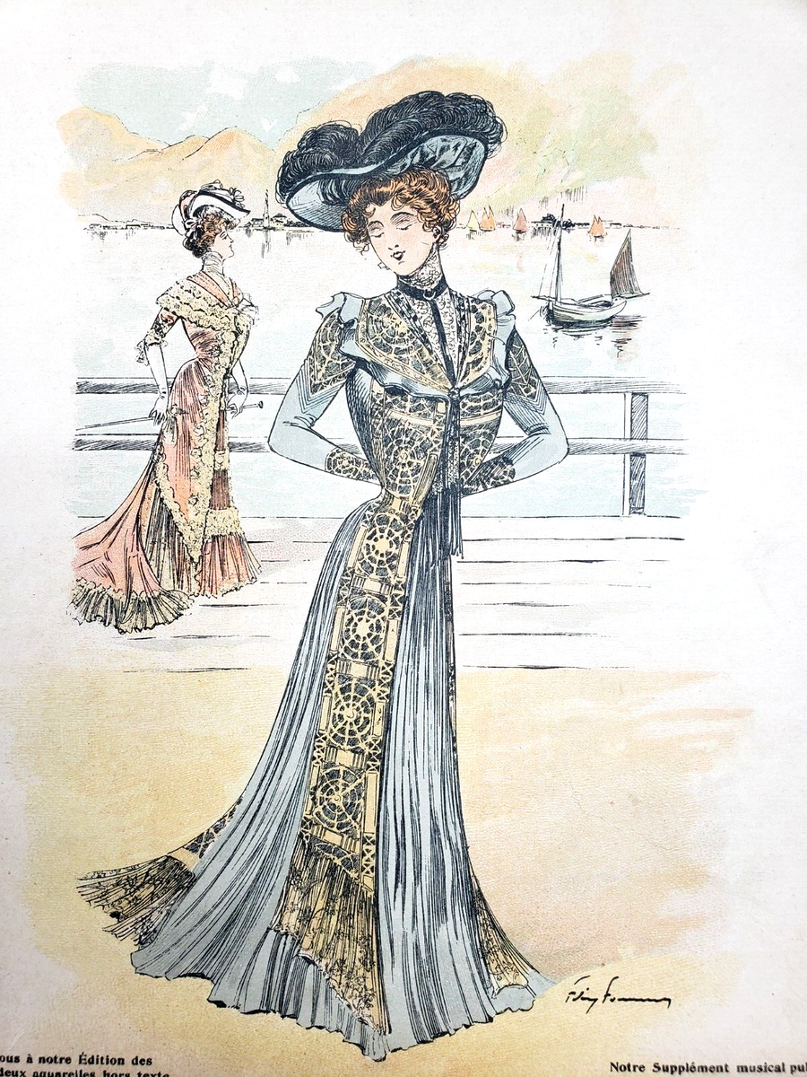その他 french revue de modes DRESSED TO THE 9 La Nouvelle Mode French Fashion Antique October 1900 Ad Clothing