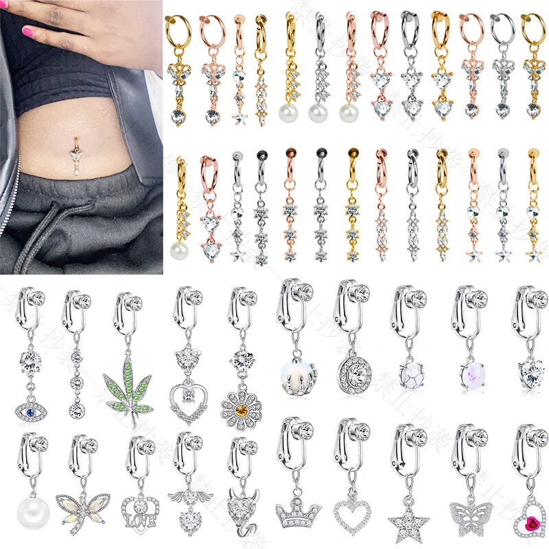 Faux Body Piercing Jewelry Navel Clip on Belly Button Rings Fake