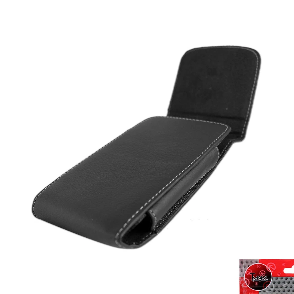 Funda protectora vertical con clip para cinturón de cuero negro para Apple iPhone SE Foto 4 de 4