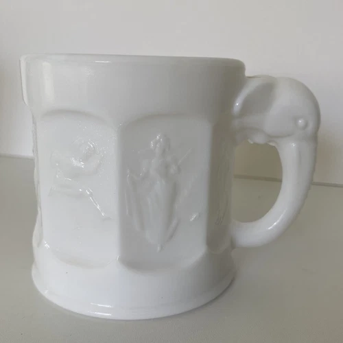 Vintage Imperial Glass Mug Nursery Rhymes Milk Glass White Elephant EUC