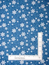 Christmas Snowflake Fabric Snowman's Dream Blue Swirls Cotton Studio E By Yard