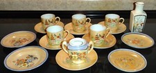17cp Japanese Miniature Tea Set Pagoda Floral Vase  Extras VTG 1970's
