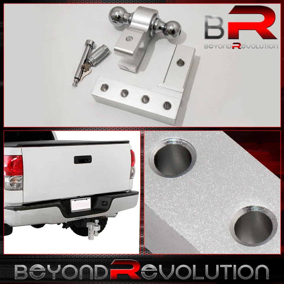 Gancho de enganche de remolque ajustable de aluminio de 2" doble bola 2 5/16" + pasador de bloqueo Foto 4 de 4