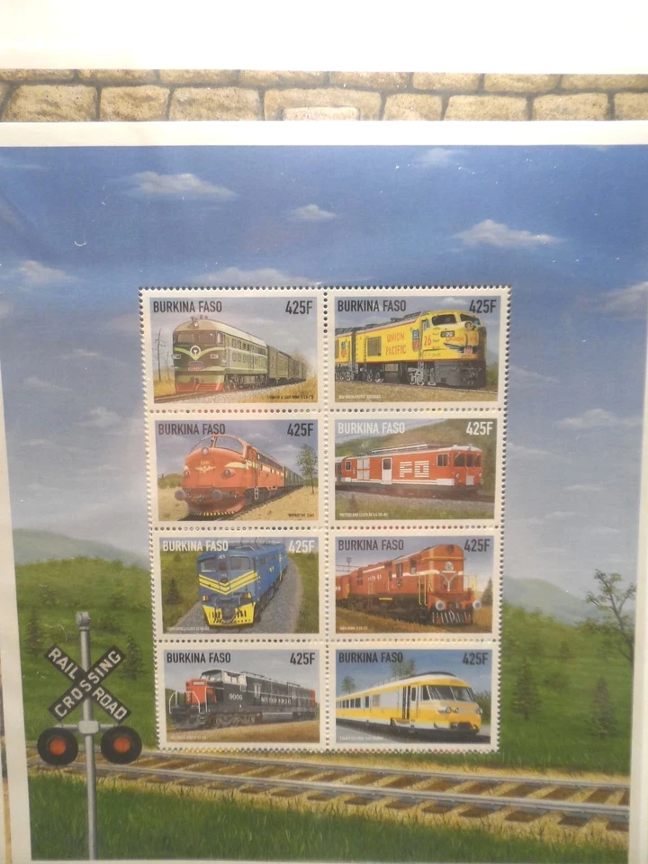 2 БЛОКА (ВСЕГО 16 МАРОК) НОВЫХ ВИНТАЖНЫХ ЖЕЛЕЗНОДОРОЖНЫХ МАРОК СДЕЛАНО В БУРКИНО ФАСО!!!! - Изображение 3 из 4