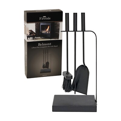 JVL Belmont Contemporary Fireside Companion Curve Tool Set, Stahl, schwarz, 23 x 1