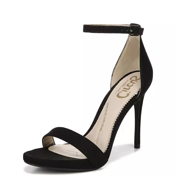 Sam Edelman Angela Black Leather Ankle Strap Open Toe Block Heeled Dress Sandals