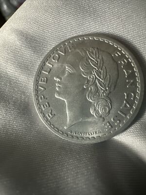 5 Francs Coin 1950 RF Repvbliqve Francaise A Lavrillier Money