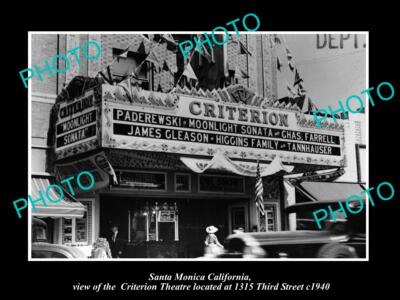 OLD POSTCARD SIZE PHOTO OF SANTA MONICA CALIFORNIA THE CRITERION THEATRE c1940