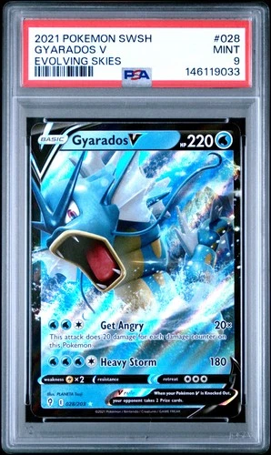 2021 POKEMON SWORD & SHIELD EVOLVING SKIES #028 GYARADOS V PSA 9