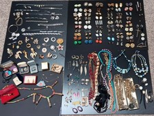 VINTAGE JEWELRY mixed lot brooches earrings necklaces  STERLING makers mark
