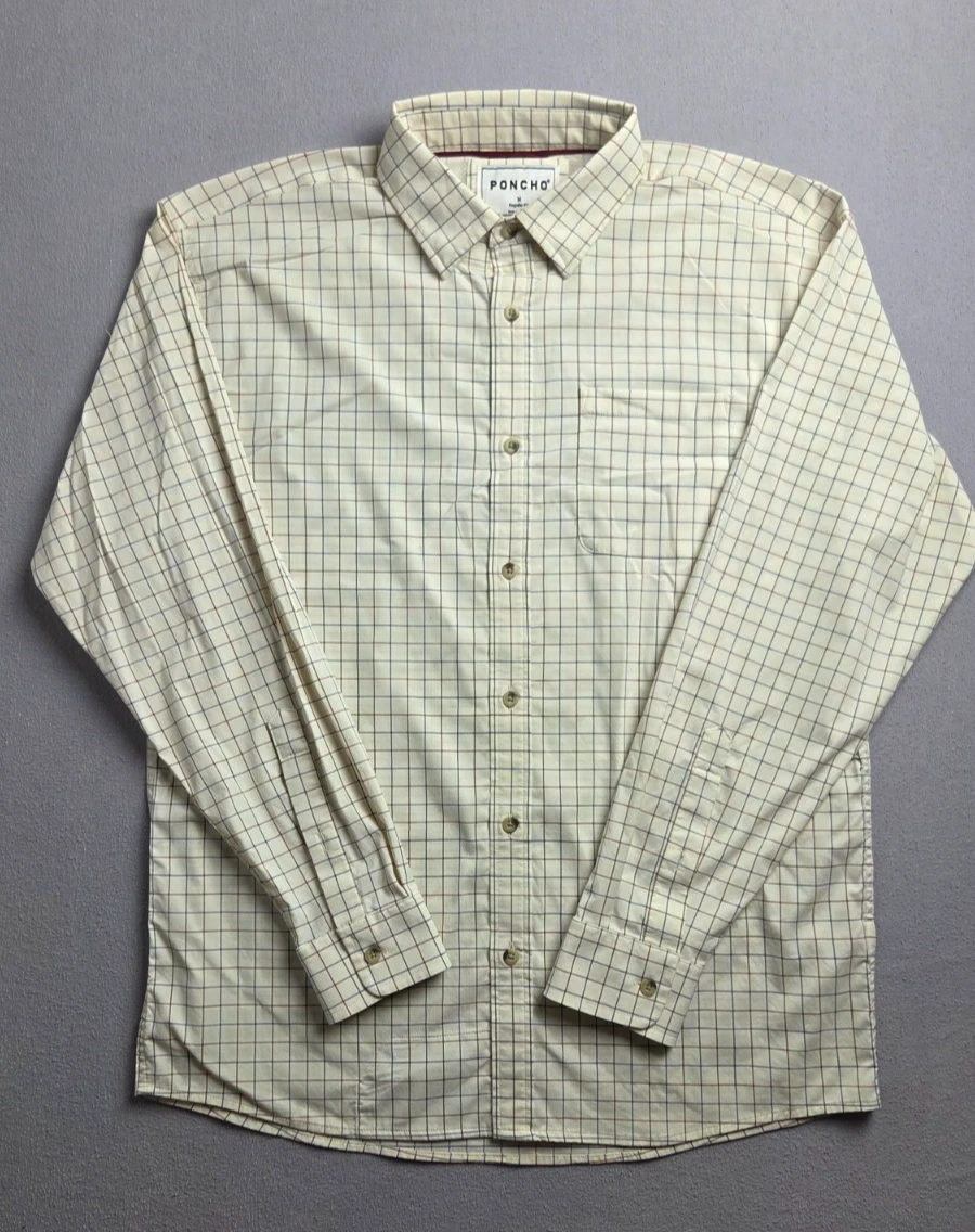 Poncho Button Shirt Mens Medium Beige Lightweight Long Sleeve Casual Comfort