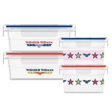 8-Pc Plastic Food Storage Containers Set 4.6-Cup & 3-Cup Meal Prep with Lid