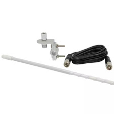 RoadPro Standard Series Mirror Mount Fiberglass CB Antenna Kit in White, 3 ft