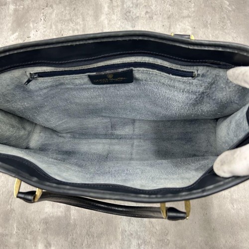 Gucci Tote Bag GG Supreme Sherry Line PVC Pelle Navy Usata Autentica Ottima GIAPPONE - Foto 21 di 24
