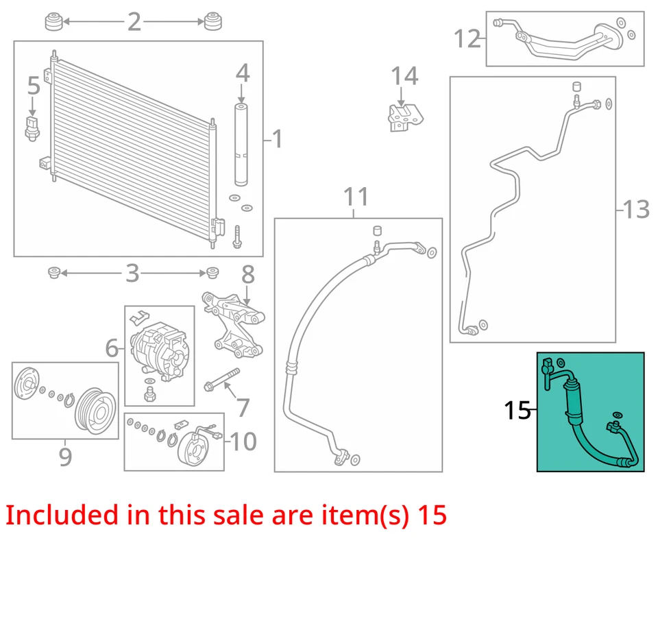 Manguera de descarga de aire acondicionado OEM para ACURA RDX 2016 2017 2018 3,5 L Foto 4 de 4