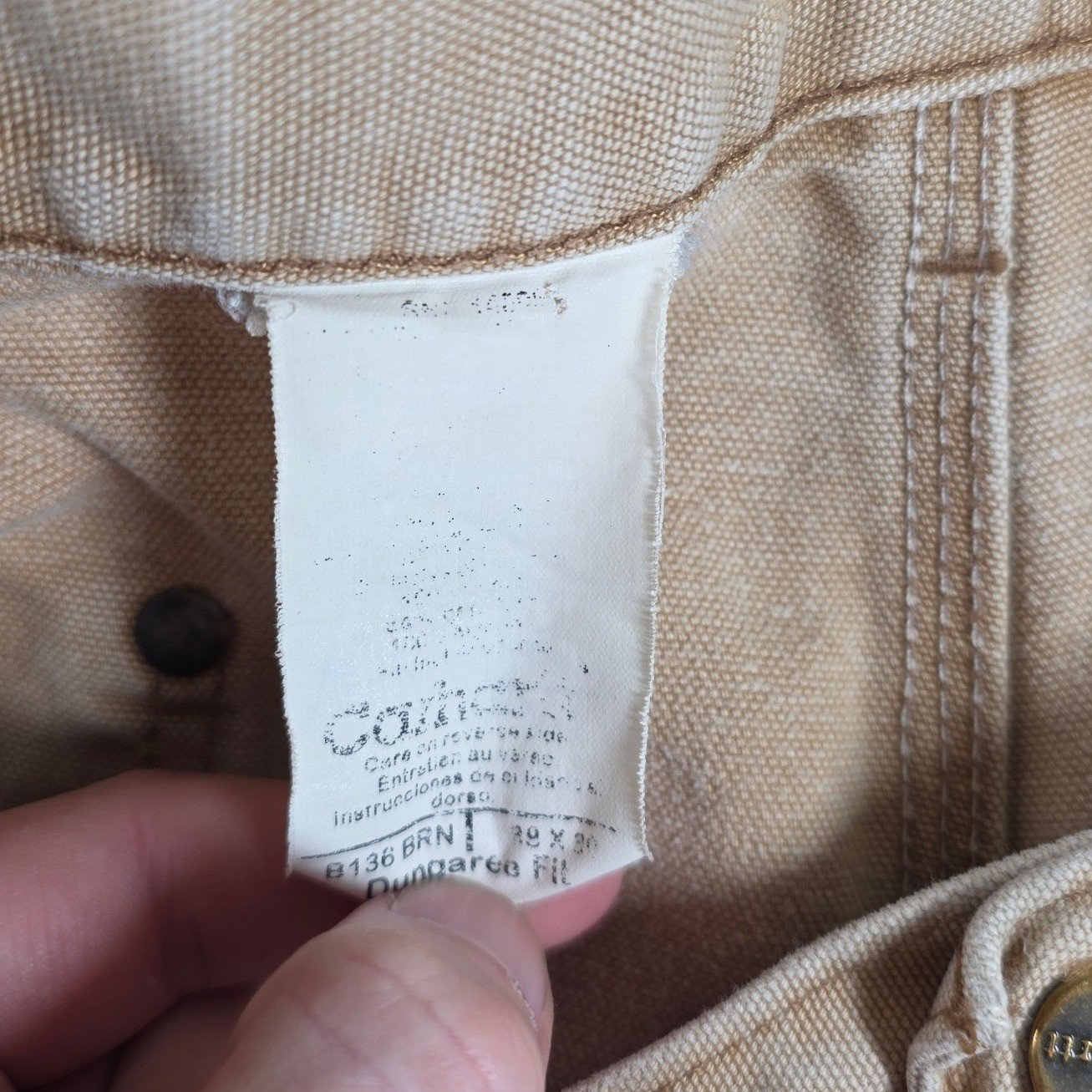 Carhartt B136 BRN Brown Double Knee Pants Distressed Faded Thrashed 36x29 thumbnail 9