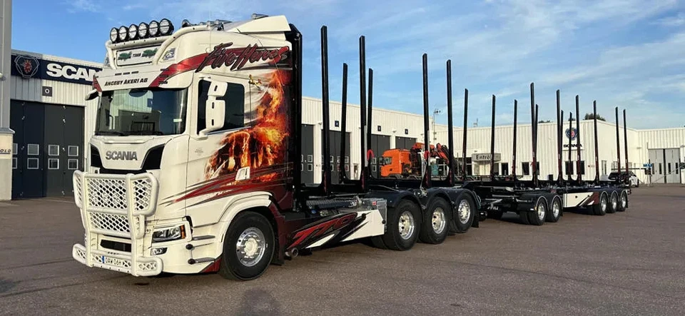 TEKNO 86489 SCANIA HIGHLINE E RIMORCHIO 5 ASSI + CARICO LEGNO ANGEBY AKERI - Immagine 2 di 4