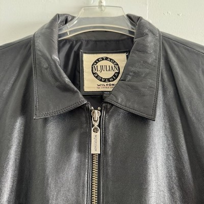 Wilsons Leather Jacket Mens XL Black Vintage M Julian Coat Pockets