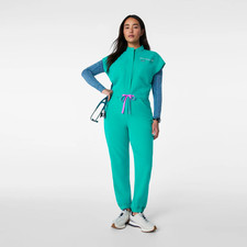 FIGS - Rafaela Cargo ScrubJumpsuit - Lagoon - Small