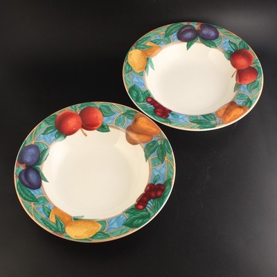 2 PC Victoria Beale Forbidden Fruit Rimmed Soup Bowl 8.5''