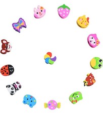 35PCS Fruit Animal Pencil Top Erasers Bulk for Kids,Fun Eraser Caps Cute Topper