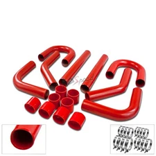 UNIVERSAL 2.75" RED TURBO INTERCOOLER PIPING+T-CLAMP+SILICONE COUPLERS DIY JDM